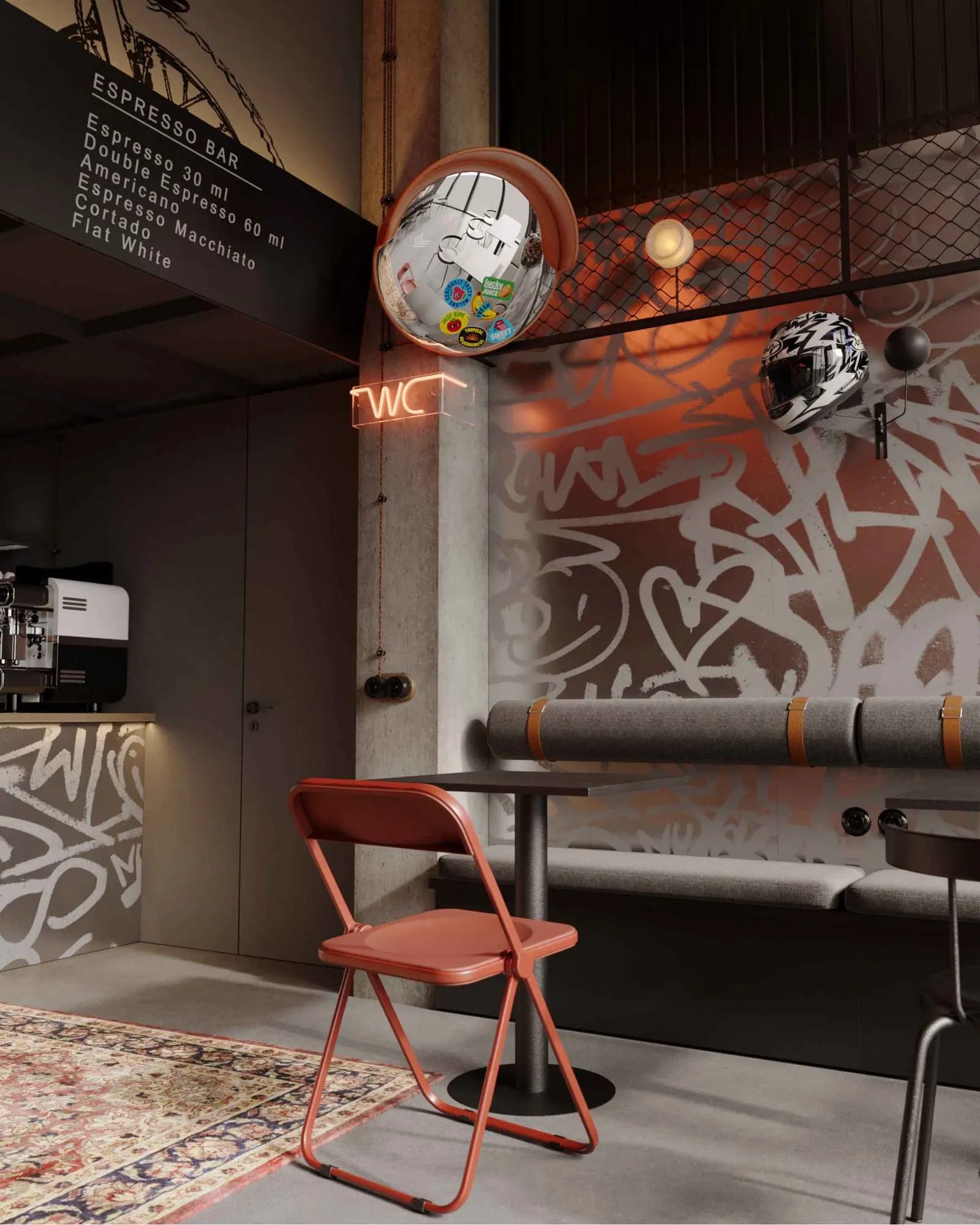 All Moto Cafe: столик у входа