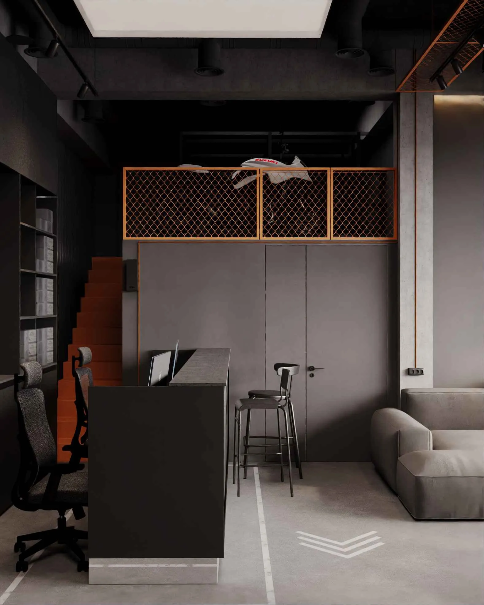 All Moto Showroom: ресепшен и антресоль