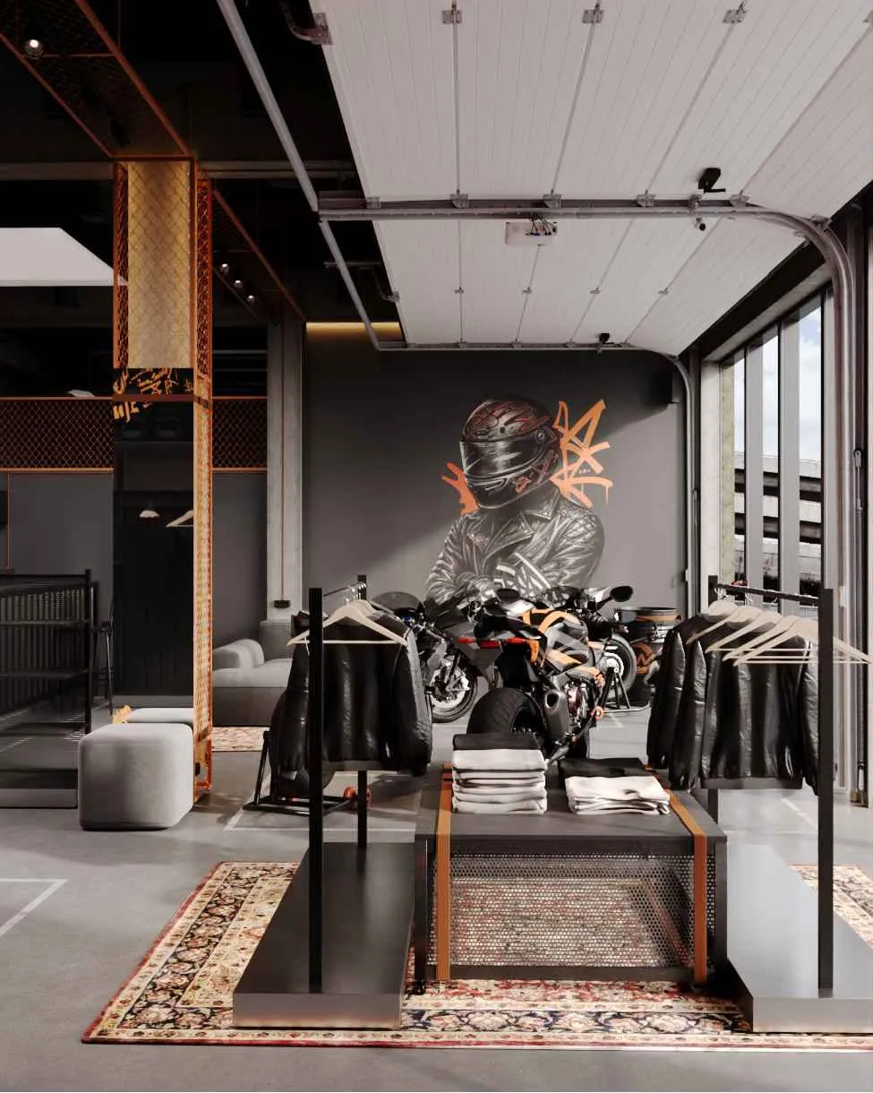All Moto Showroom: зона одежды